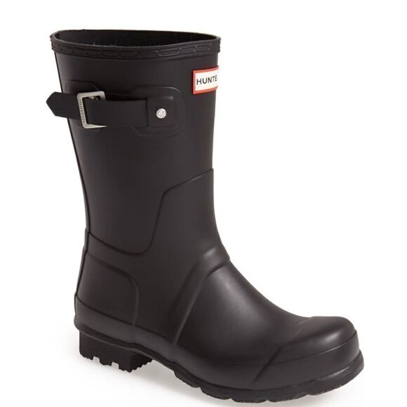HUNTER Original Short‎ Waterproof Rain Boot, Rubber Black, Size 10, NWT - Picture 1 of 5